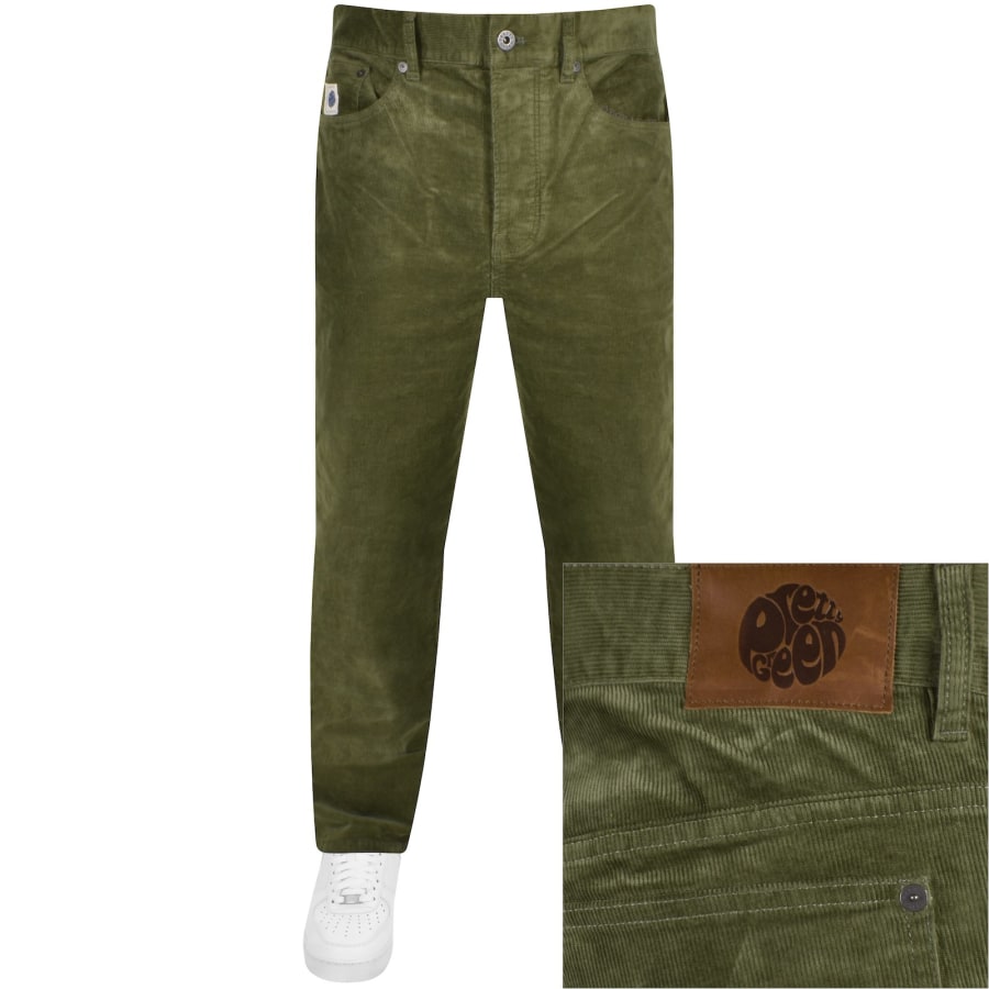 Pretty Green Straight Fit Corduroy Trousers Khaki Mainline Menswear